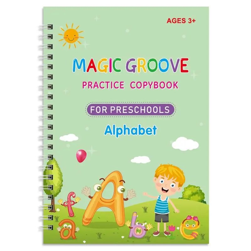 Magic Groove Practice Copyook, Reusable Writing Practice Book, Handwriting Improvement Tracing Book For Preschool Children, Visual Learning Tools
