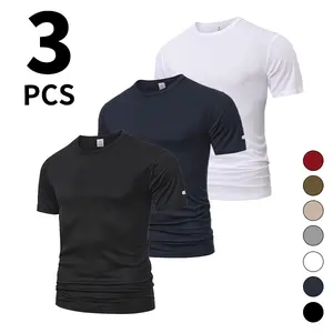 Men’s 3-Pack Crew Neck T-Shirts, Slim Fit, Quick-Dry Athletic Tees for Gym Workouts, Stretch Muscle Fit T-Shirts, 3PCS for Men