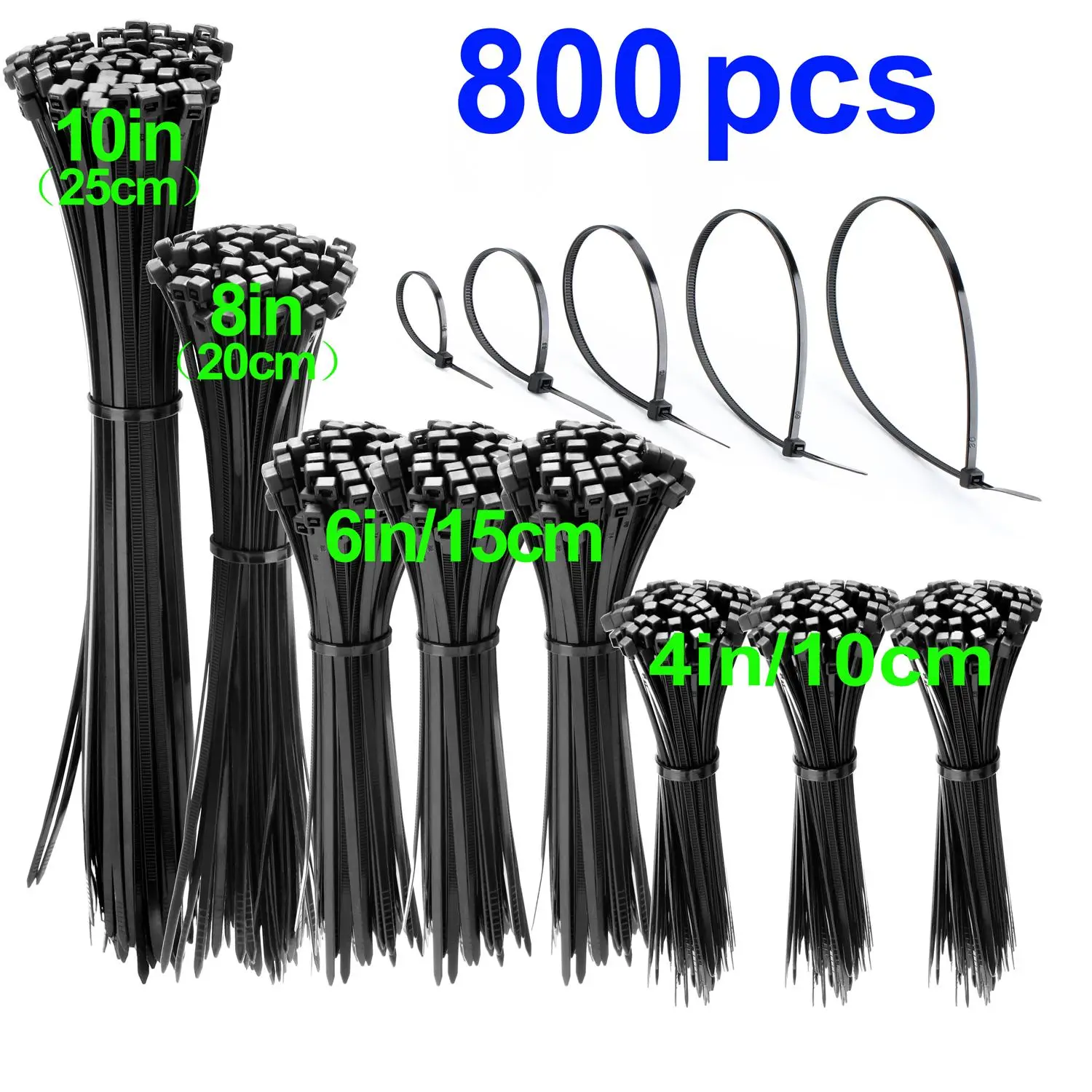 Zip Ties, Convenient Cable Ties with UV Resistant, Portable Self Locking Cable Ties with Sawtooth Design for Tidy Wires Home Workshop Garden