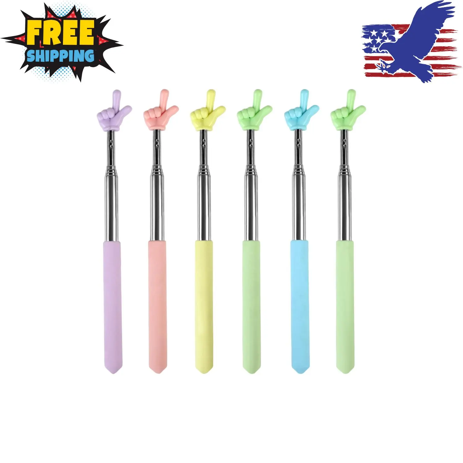 6PCS Pointer Finger Stick, Extendable Colorful Finger Pointer Stick