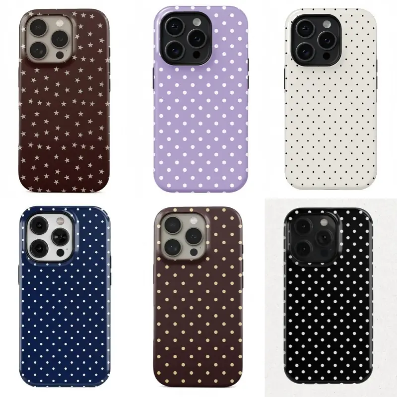 Custom Wireless Star & Polka Dot Colorful Cellphone Cover - Durable, Shockproof Protector, Slim Fit, Phone Aesthetic Smartphone Case for iPhone 11/12/13/14/15/16/17 ProMax Plus, Samsung Devices, Perfect Gift for Her