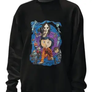 Coraline Blue Haired Girl Graphic Sweatshirt with Unique Design coraline movie