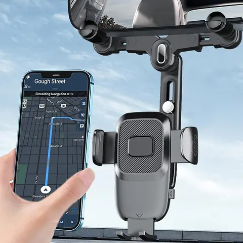 Car Rearview Mirror Phone Holder, Rotatable & Adjustable Car Phone Holder, Car Cellphone Mount, Vehicle Mount, Universal Car Interior Accessories for Smartphones, Cell Phone Holders