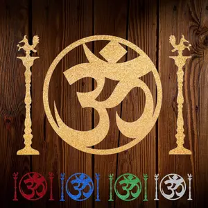 Elegant Om & Diya Foam Cutout Set | Glitter Wall Decor for Weddings, Pooja, Yoga Studios | Spiritual Blessing for Home