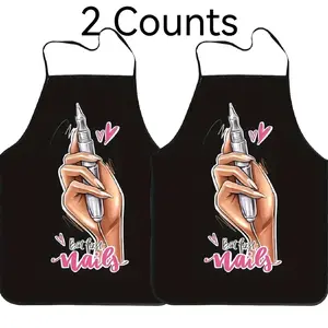 White Nails Pattern Apron Set,2 Counts Polyester Kitchen Apron for Cooking,Christmas Gift, Winter Apron for Women,Nails Design Tool,Nail Tech,Nails Art,Nails Design,Nails Emoji,Nails First,Nails Ideas