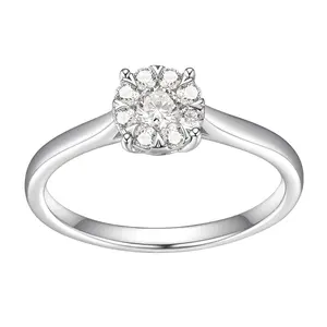 LuxLab Diamonds 0.30 cttw Lab Grown Ring, Sterl ing Silver