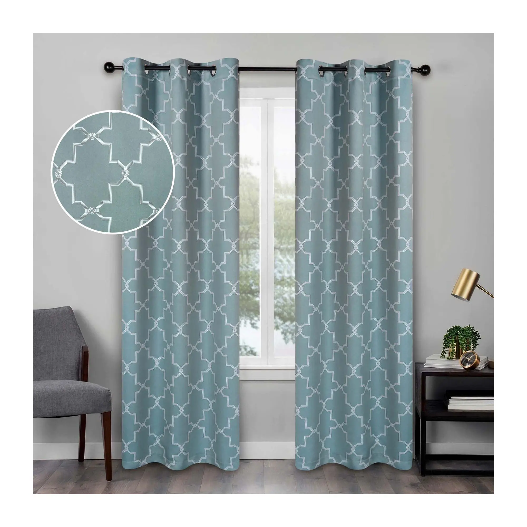 Superior Imperial Trellis Blackout Curtain Panels, 42X84