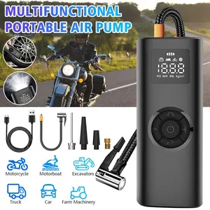 Portable Tyre Inflator Air Compressor - Car Tyre Pump Car Air Compressor with Digital Pressure Gauge - 150 PSI - Motorcycle, Electric Bike, and Bicycle Pump with LED Light (Black)