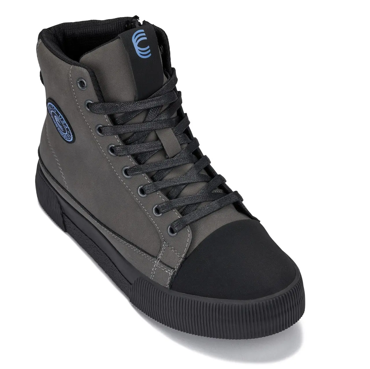 CALTO - S3423 - 2.4 Inches Taller (Grey) - Cap Toe High Top Zip-Up Sneaker Boots