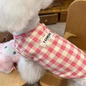 Pet Dog Cat Vest Clothes, Spring Autumn Winter Wear, Rose Plaid Vest for Maltese Shih Tzu Yorkie Bichon Pomeranian Teddy Schnauzer Poodle
