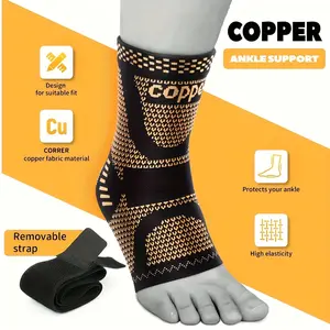 2-Piece Copper Knee Braces for Men & Women - Nylon-Blend Patellar Stabilizer with Compression Strap, Durable Support for Pain Relief, Arthritis Recovery, Running