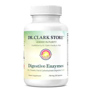 Dr. Clark Digestive Enzymes - 700 mg, 50 Capsules | Probiotics for Gut Health & Bloating Relief