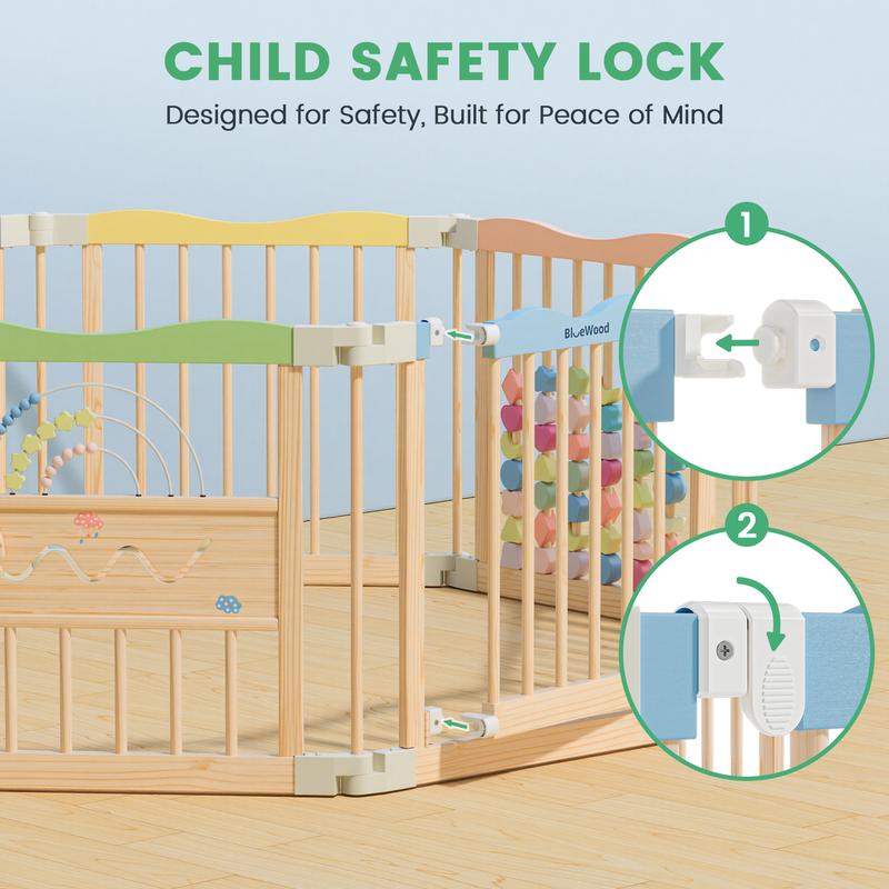 BlueWood Baby Gate Playpen, Foldable, Baby Playpen with Sensory Board Features *Rainbow