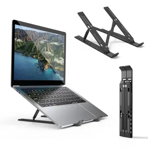 Adjustable Laptop Stand, Portable Laptop Riser for Desk, ABS+Silicone Foldable Ventilated Cooling Notebook Holder Stand for 10-17” Laptops, Tablets:1-Pack