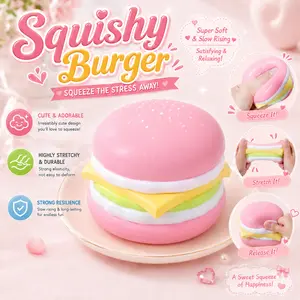[Yuyu's Squishy World] Handmade taba squishy squishies/hamburger Sticky Squeeze Toys Gift for kids gift Taba taba squishies Gifts For Children's Day Stress Relief Toy Hamburger 207g squishy deck stress ball