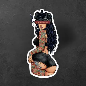 Almost Friday Girl Rear View Shorts – Tattoo Babe Street Style Sticker, Vinyl Waterproof Decal
