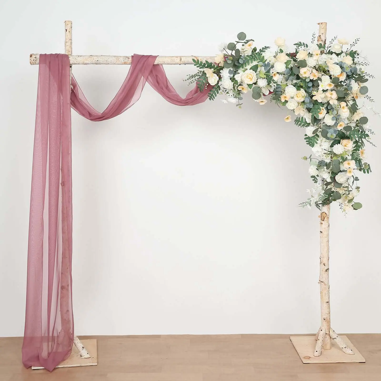 18ft Mauve-Cinnamon Rose Sheer Organza Arched Curtain, Wedding Arch Drapery Fabric, Window Scarf Valance
