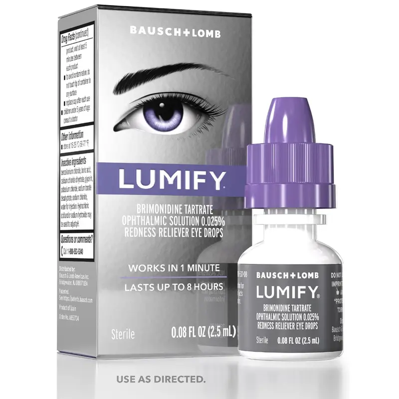 LUMIFY Eye Drops for Red Eyes, Redness Reliever for Brighter Looking Eyes, Works in 1 Minute & Lasts Up to 8 Hours, Eye Drops, 0.08 Fl Oz (2.5 mL)