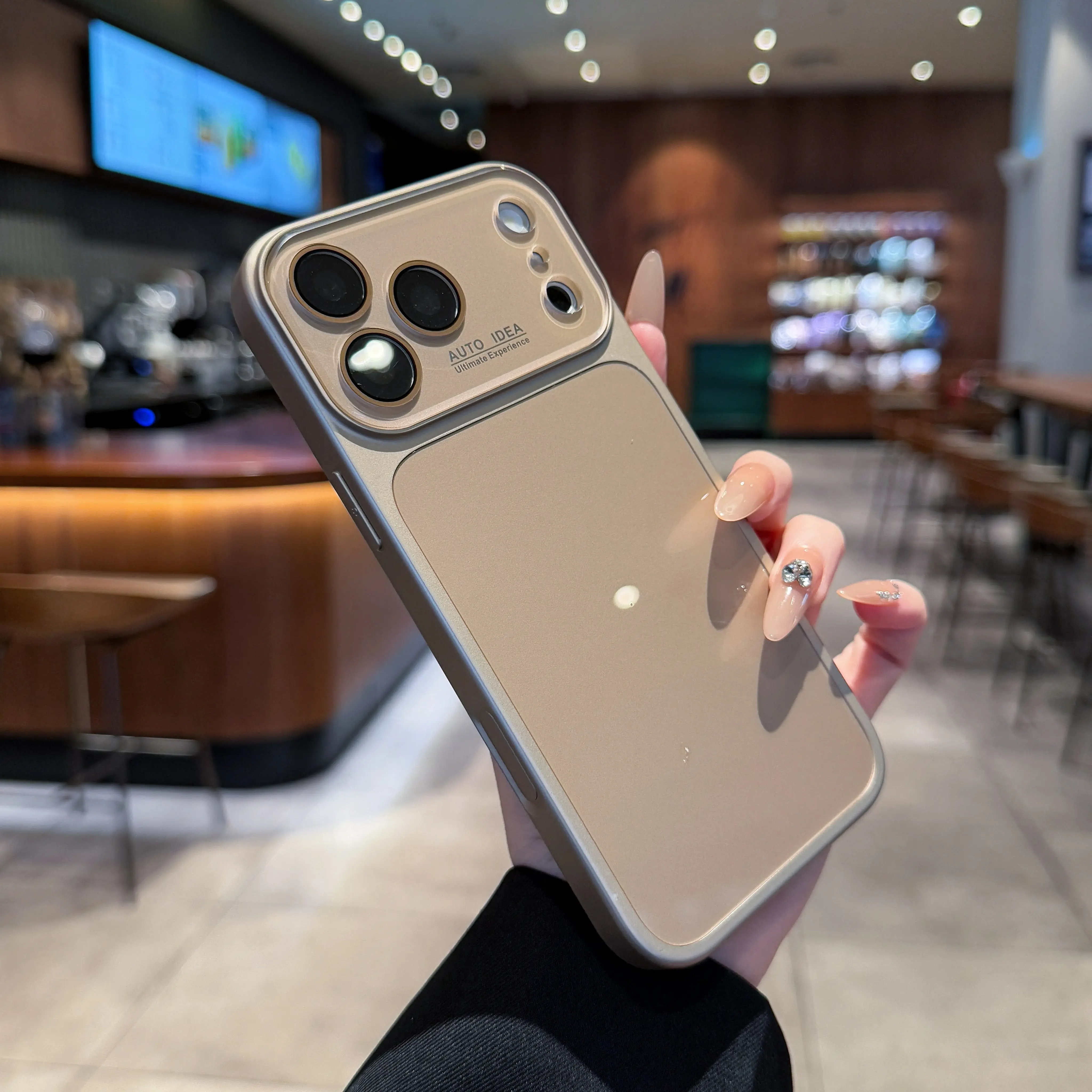 Luxury skin texture crystal phone case, dopamine, Y2K style, all inclusive lens anti drop protection, suitable for iPhone 17 Promax 16 Promax 15 14 13 series skin friendly solid color phone case, solid color phone protective case-A206