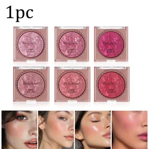 1pc Highlighter Blush Duo, Smooth Mixable Face Makeup, All-Day Wear, Glossy Glow Baked Blush Palette, Natural Pinkish Skin Tone, Beauty Cosmetics