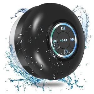 Mini Bluetooth Shower Speaker with LED light, father's day gifts Portable lPX4 Waterproof, Hands-Free Speakerphone.Rechargeable Using Micro USB,Wireless Stereo for Beach,Shower & Home