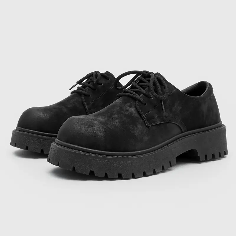 Men's Outdoor Commuter Casual Leather Shoes Thick Sole British Style Versatile Comfortable Derby Shoes for All Seasons
