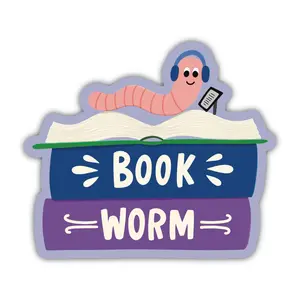Bookworm Sticker - Bookish Vinyl Decal for Laptop, Water Bottle, Kindle
