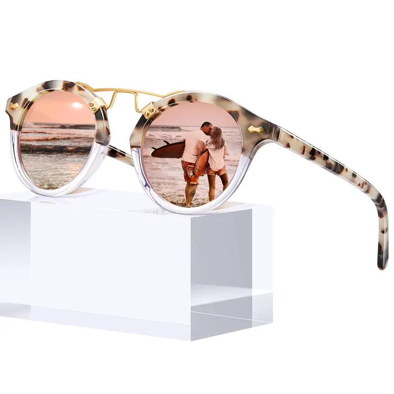 CARFIA Small Acetate Polarized Sunglasses for Women UV  display picture 2