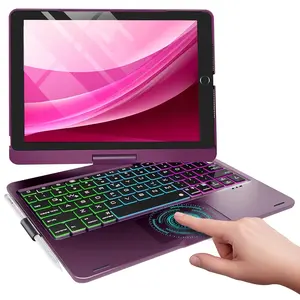 Keyboard Case for Ipad 9Th Generation with Touch Functionality (10.2", 2021), Featuring a Multi-Touch Trackpad, Seven Color Backlighting, 360° Rotation, And a Slim Design Compatible with 8Th Gen (2020), 7Th Gen (2019), Air 3, And Pro 10.5