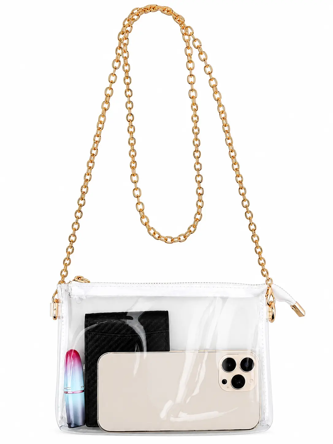 Women's Clear Crossbody Bag Stadium Approved PVC Purse Zipper Transparent Shoulder Bag For Outdoor Activities, Concerts & Sports Events