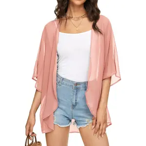 Womens Kimono Cardigans Beach Cover ups Swimwear Puff Sleeve Loose Casual Summer Tops summer outfits