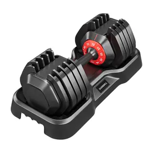 55 lbs Adjustable Dumbbell Set, 5 in 1 Free Dumbbell for Men and Women, Black Dumbbell for Home Gym, Full Body Workout Fitness, Fast Adjust by Turning Handle