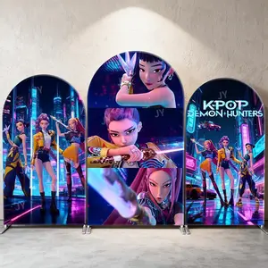 15-day Delivery Cyber Girl Group Cyber City Arch Backdrop Cover for Gaming and Birthday Party Room Decor Banner