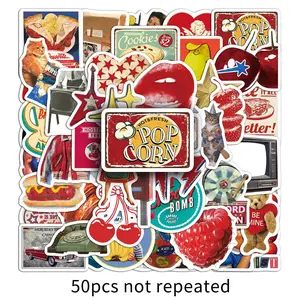 50 Pieces American Retro Graffiti Stickers, Cartoon Creative Collage Decorations, Phone Case Skateboard Notebook Stickers