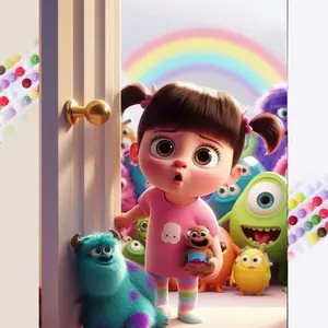 1 DIY diamond painting kit, 5D diamond art kit, DIY decoration, Fairy Monster Rainbow diamond painting kit with full round diamonds, mosaic, diamond art, DIY art home decor, suitable for Christmas.