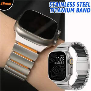 Titanium Silicone Band For Apple Watch Ultra 3 2 49mm Series 11 46mm Stainless Steel Magnetic Strap For iWatch 9 8 7 SE3 44 45mm