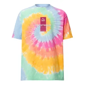 Pink Rainbow Oversized Embroidered Tie-Dye T-Shirt