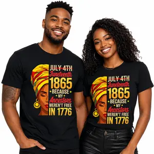 Juneteenth 1865 Freedom Day Graphic T-Shirt, Trendy Printed T-Shirts for Men & Women, Black History Celebration Tee, Cute Tops & Women's Printed Tees, Cultural Heritage Print, Loose Fit Cotton Unisex Shirt
