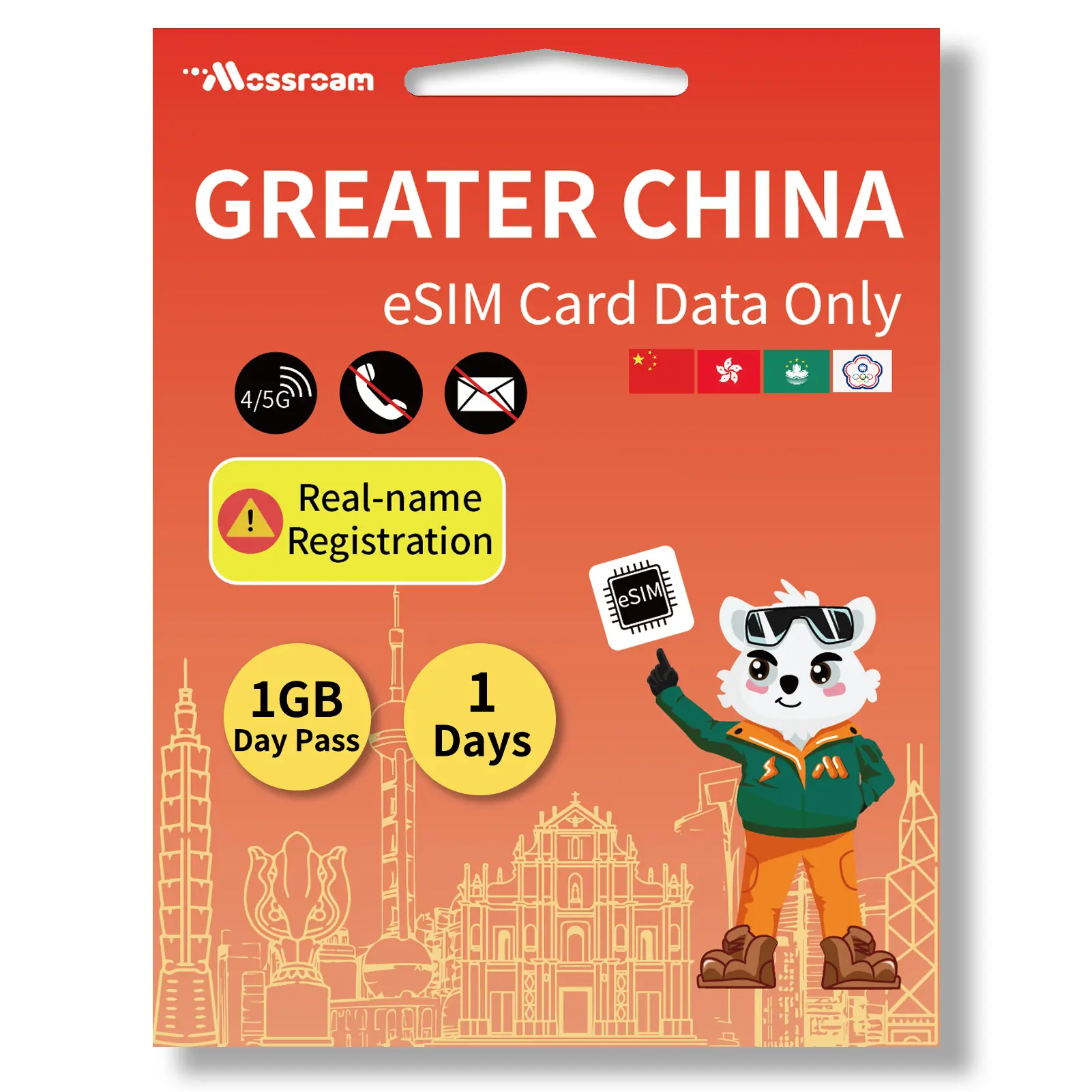 Greater China eSIM Card – Prepaid Data Plans for China, Hong Kong, Macau, Taiwan | 1GB or 2GB Daily Data | 1-10 Days Validity | High-Speed 4G LTE | Ideal for Travelers