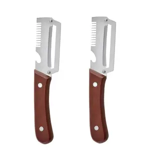 EMPTAN 3 in 1 Vegetable & Fruit Peeler, Multi-Function Stainless Steel Blade with Wooden Handle and Bottle Opener, Kitchen Tool for Fruit Apple Potato Pumpkin Papaya Zucchini
