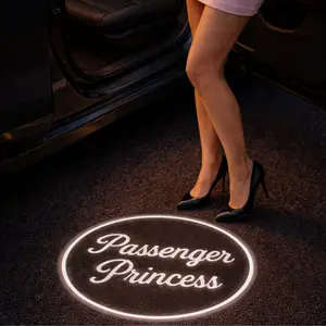 Girlfriend Gift – Passenger Princess Car Door LED Logo Light with Matching Sticker & Card | Perfect Romantic Surprise