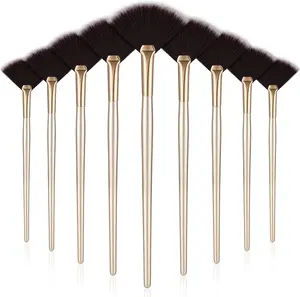 9 Pieces Facial Fan Mask Brushes, Soft Facial Applicator Brushes Tools for Peel Glycolic Makeup for Mud Cream(Brown)