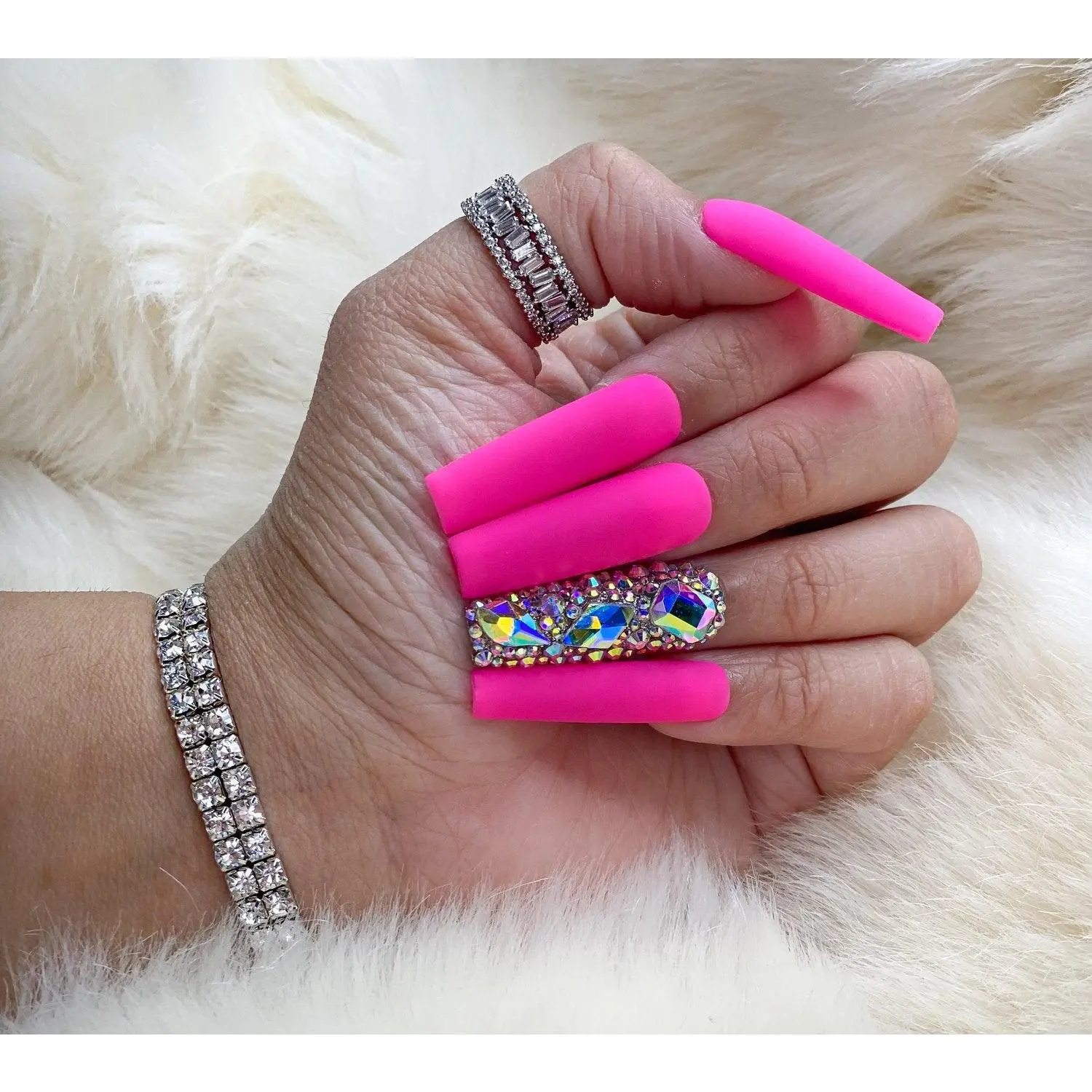 Neon Pink Luxury press on nails