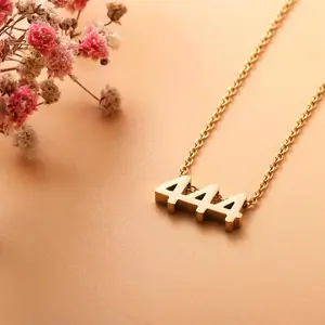 Angel Number Necklace for Women,18K Gold Plated 111 222 333 444 555 777 888 999 1111 Necklace Numerology Jewelry
