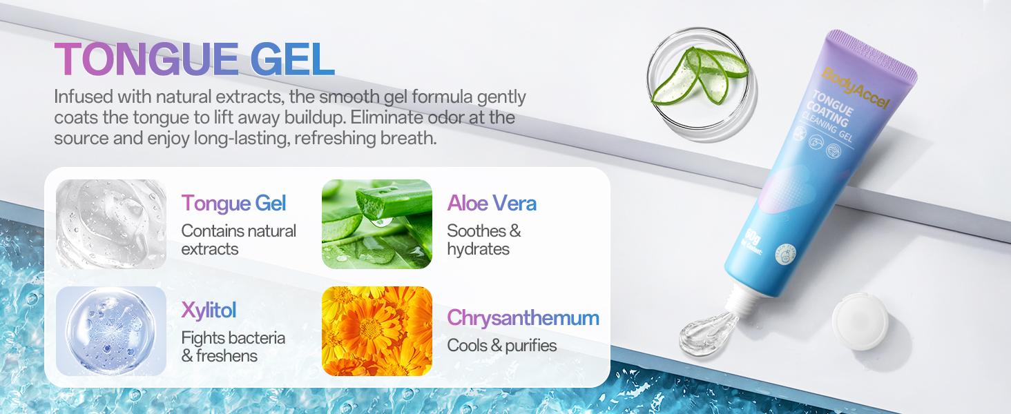BodyAccel Tongue Cleaning Gel Bundle  for Refreshing Oral-max