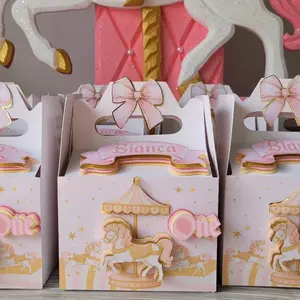 Cajitas Dulceras for Princess Carousel Parties Pink Confetti Decorations