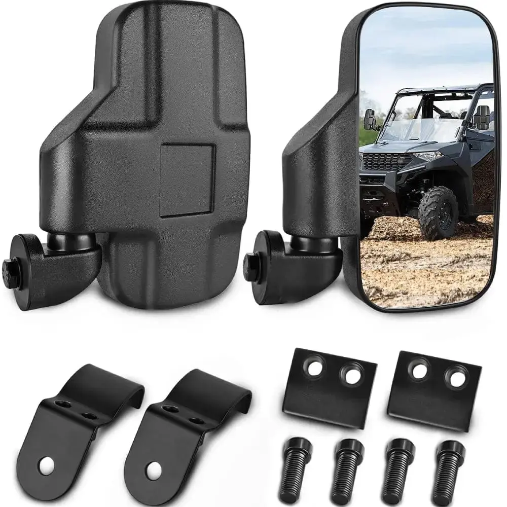 Nilight Automotive UTV Side Mirrors - Blind Spot Mirrors for Profiled Tubes, ABS Plastic Construction, Full Rotation, Included Bolts