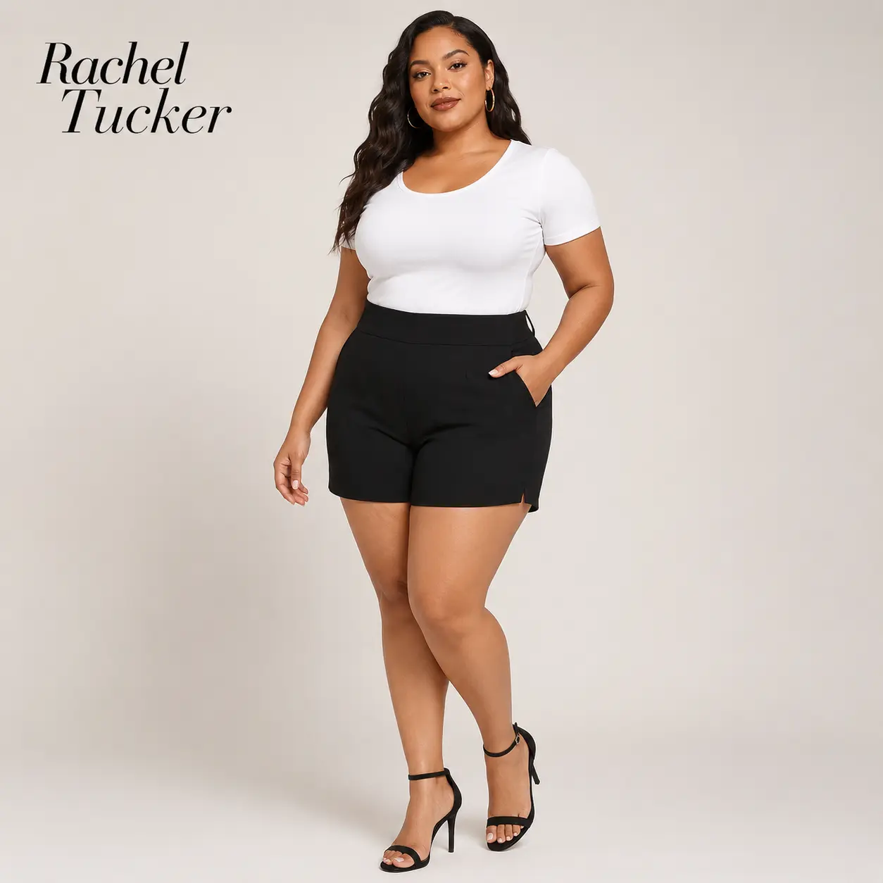 Rachel Tucker Women’s Pull-On Chino Shorts – 4” Inseam High Waisted Elastic Waist Business Casual Summer Shorts summerwins