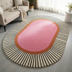 Round Corner Line Pattern Print Rug, Home Decor Carpet, Living Room Large Mat, Sofa Pad, Door Mat, Coffee Table Mat, Bedroom Rug