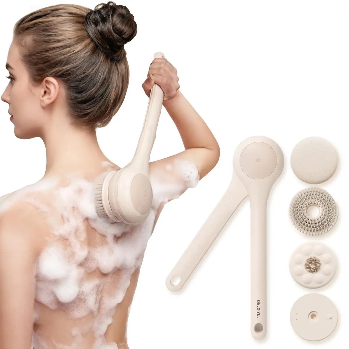 Electric Back Scrubber & Body Brush for Deep Cleaning & Exfoliating, Waterproof Rechargeable Tool with 2 Speeds & 3 Heads, Personal Bath Accessories, Gift, Bathroom Accessories, Usb